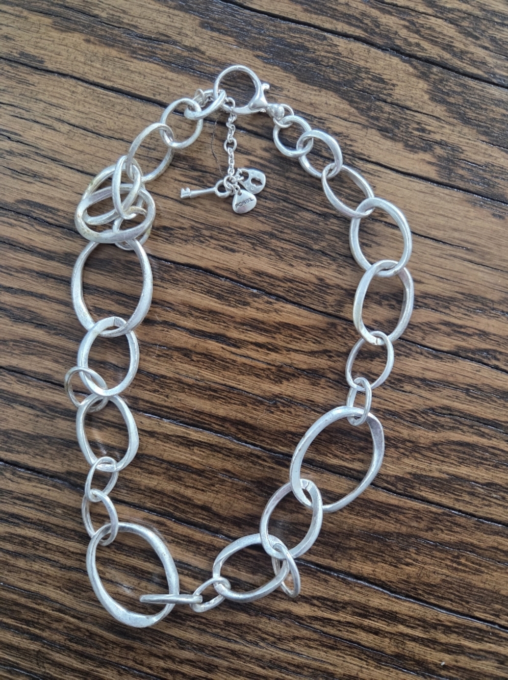 Fossil Silver-Tone Oval Link Necklace